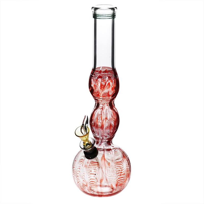 Biohazard Inc Glass Bong 10" Double Bulge Water Pipe w/ Slide - Red Rake