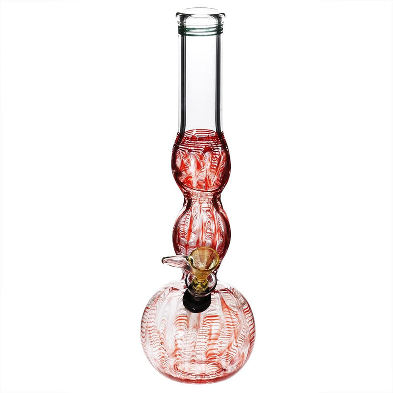 Biohazard Inc Glass Bong 10" Double Bulge Water Pipe w/ Slide - Red Rake