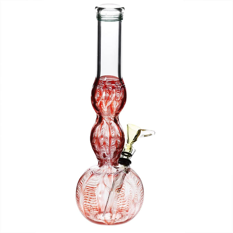 Biohazard Inc Glass Bong 10" Double Bulge Water Pipe w/ Slide - Red Rake