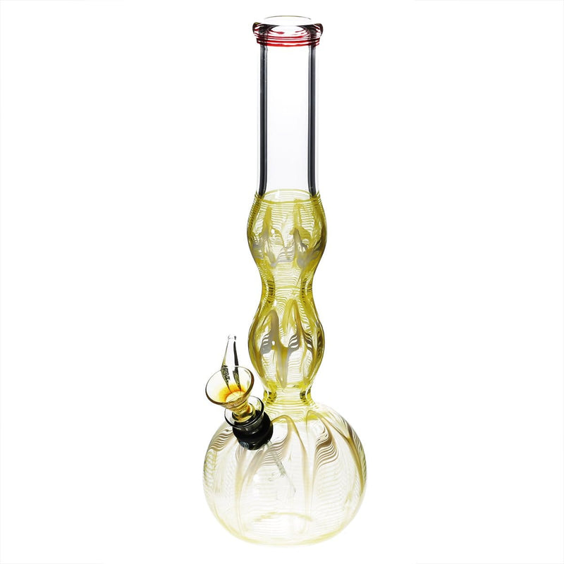 Biohazard Inc Glass Bong 10" Double Bulge Water Pipe w/ Slide - Yellow Rake