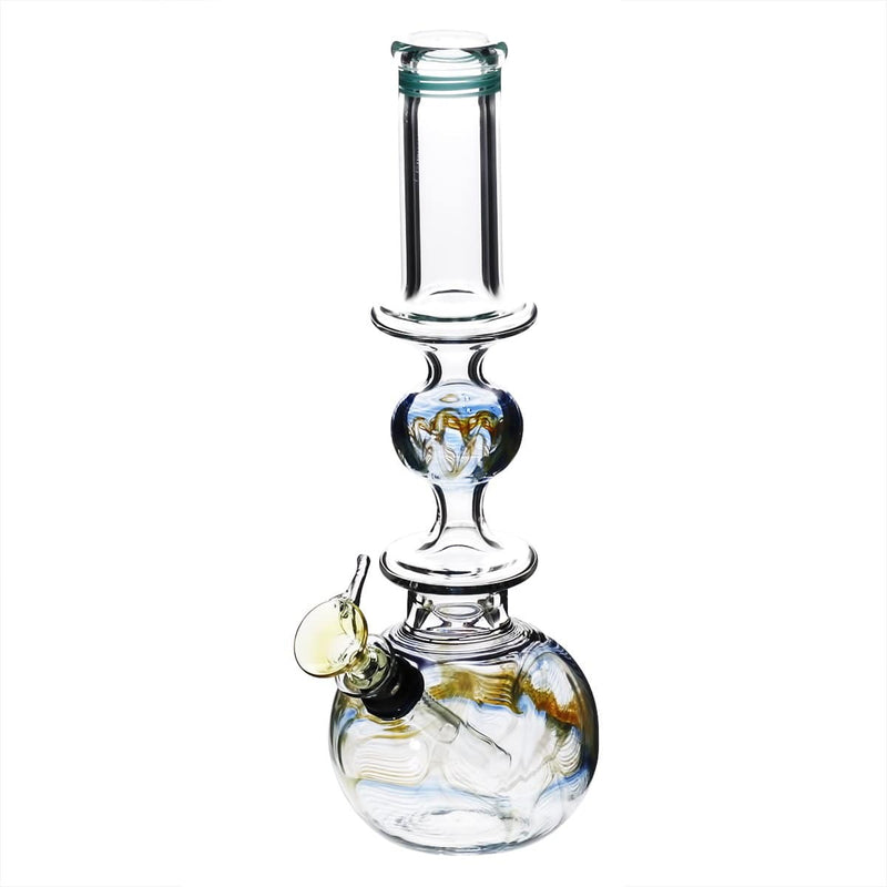 Biohazard Inc Glass Bong 10" Ring Bubble Ring Water Pipe w/ Slide - Blue Rake