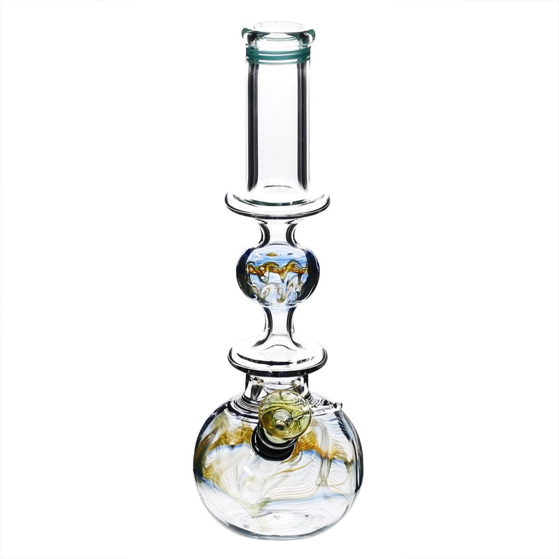 Biohazard Inc Glass Bong 10" Ring Bubble Ring Water Pipe w/ Slide - Blue Rake