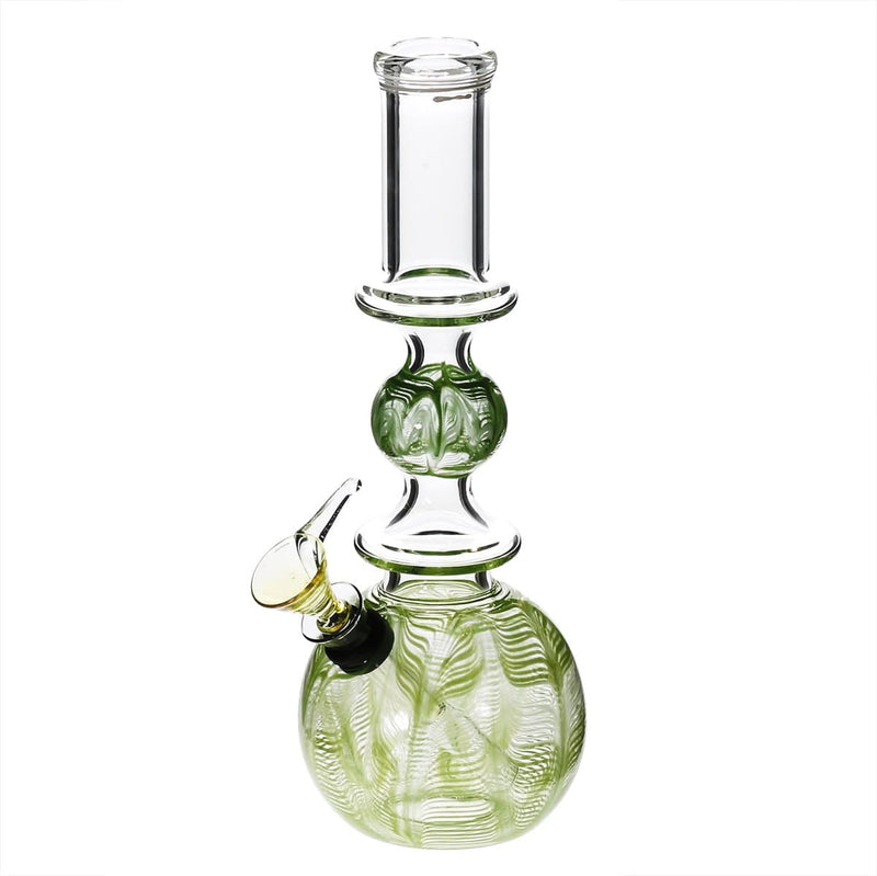 Biohazard Inc Glass Bong 10" Ring Bubble Ring Water Pipe w/ Slide - Green Rake