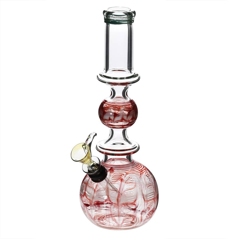 Biohazard Inc Glass Bong 10" Ring Bubble Ring Water Pipe w/ Slide - Red Rake