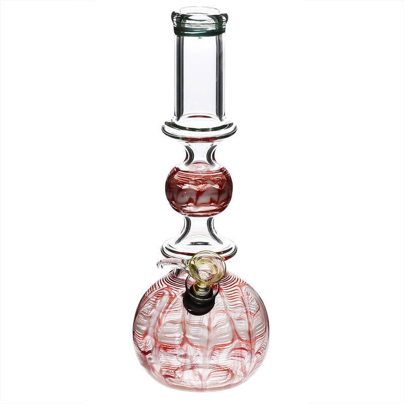 Biohazard Inc Glass Bong 10" Ring Bubble Ring Water Pipe w/ Slide - Red Rake