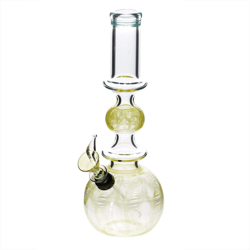 Biohazard Inc Glass Bong 10" Ring Bubble Ring Water Pipe w/ Slide - Yellow Rake