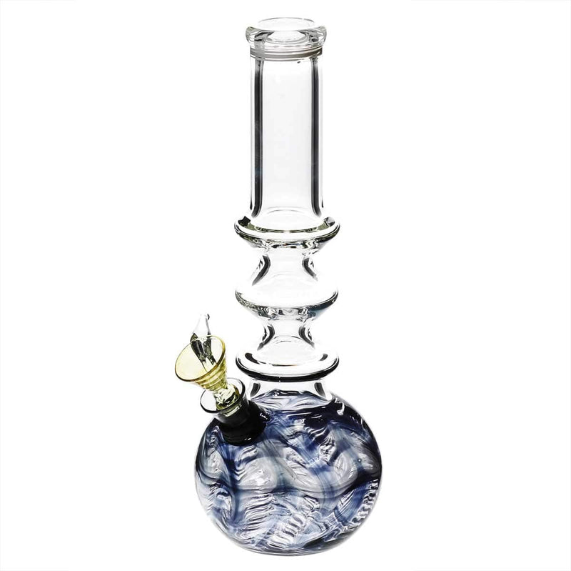 Biohazard Inc Glass Bong 10" Three Ring Water Pipe w/ Slide - Black Rake