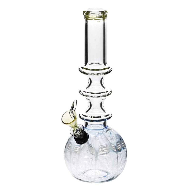 Biohazard Inc Glass Bong 10" Three Ring Water Pipe w/ Slide - Blue Rake