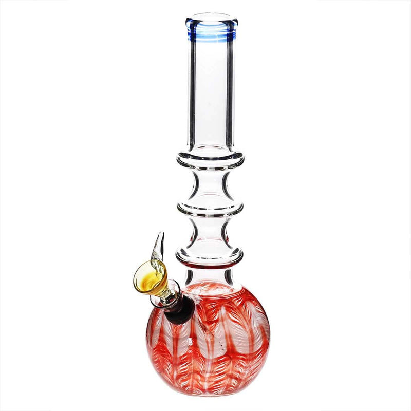 Biohazard Inc Glass Bong 10" Three Ring Water Pipe w/ Slide - Red Rake