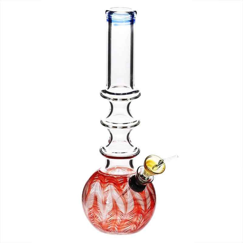 Biohazard Inc Glass Bong 10" Three Ring Water Pipe w/ Slide - Red Rake