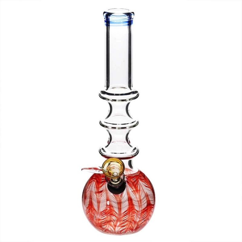 Biohazard Inc Glass Bong 10" Three Ring Water Pipe w/ Slide - Red Rake