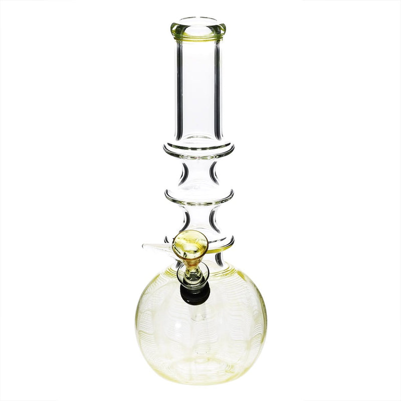 Biohazard Inc Glass Bong 10" Three Ring Water Pipe w/ Slide - Yellow Rake