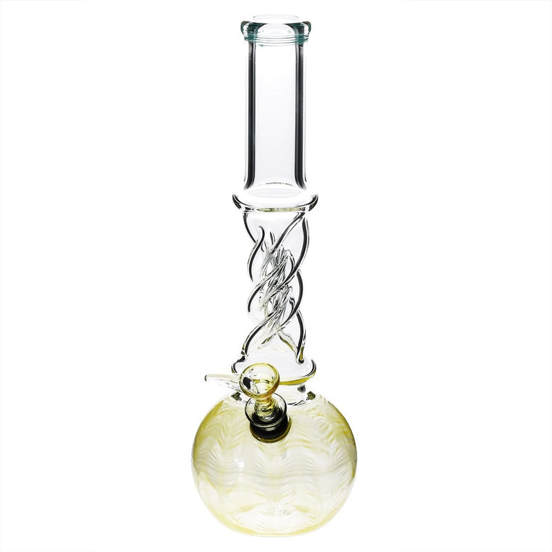 Biohazard Inc Glass Bong 10" Twist Water Pipe w/ Slide - Yellow Rake