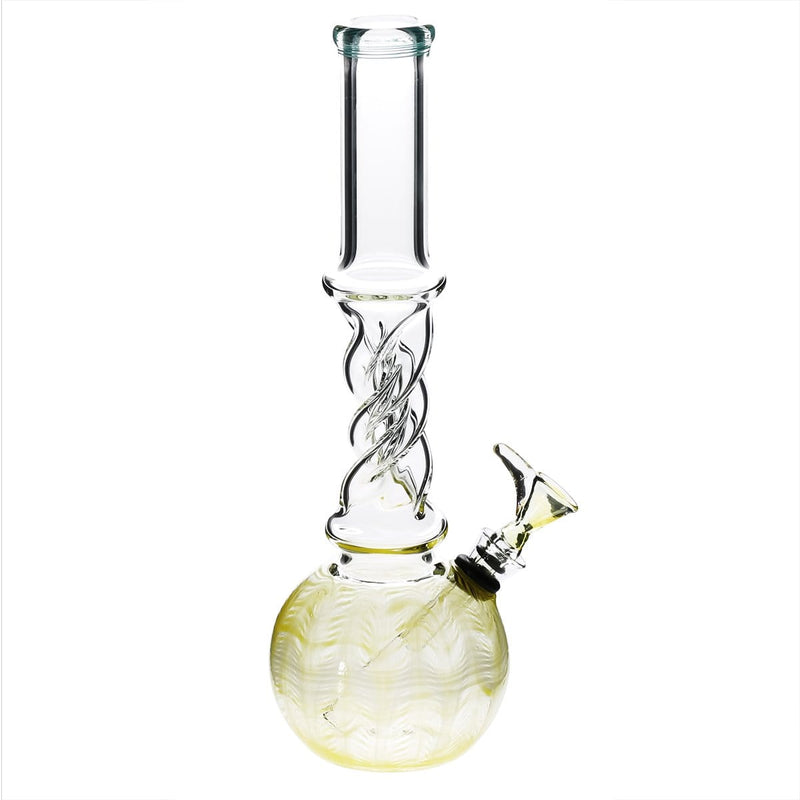 Biohazard Inc Glass Bong 10" Twist Water Pipe w/ Slide - Yellow Rake