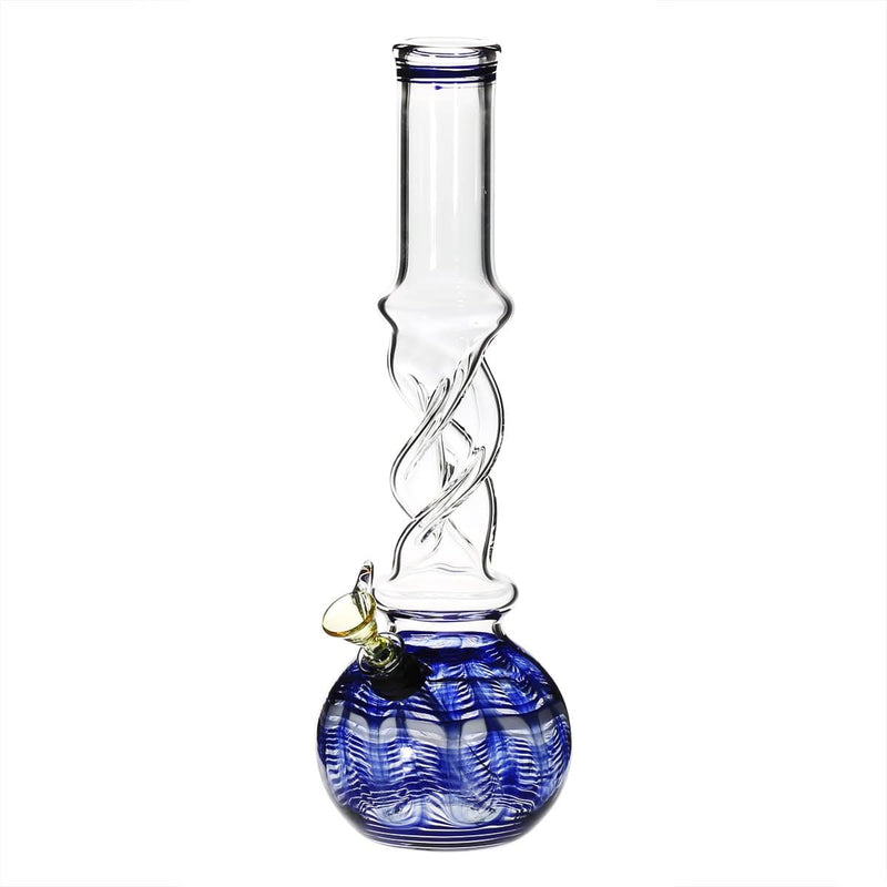 Biohazard Inc Glass Bong 12" 38mm Twist Water Pipe w/ Slide - Blue Rake