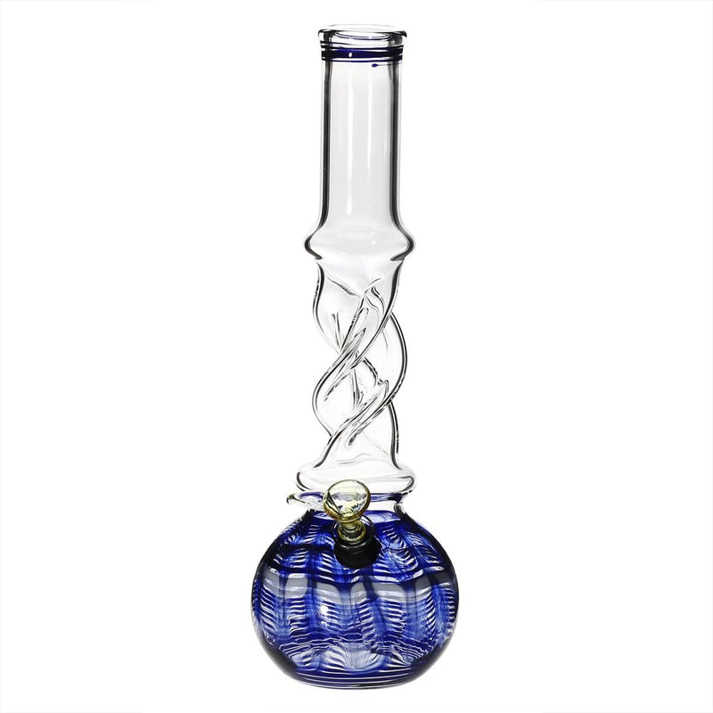 Biohazard Inc Glass Bong 12" 38mm Twist Water Pipe w/ Slide - Blue Rake