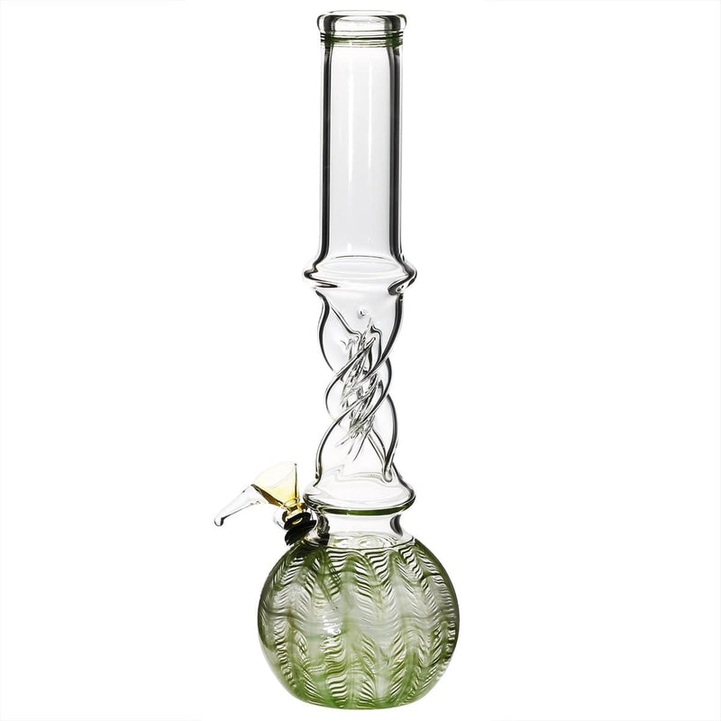 Biohazard Inc Glass Bong 12" 38mm Twist Water Pipe w/ Slide - Green Rake