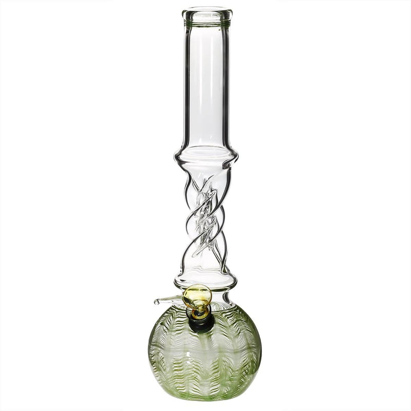 Biohazard Inc Glass Bong 12" 38mm Twist Water Pipe w/ Slide - Green Rake