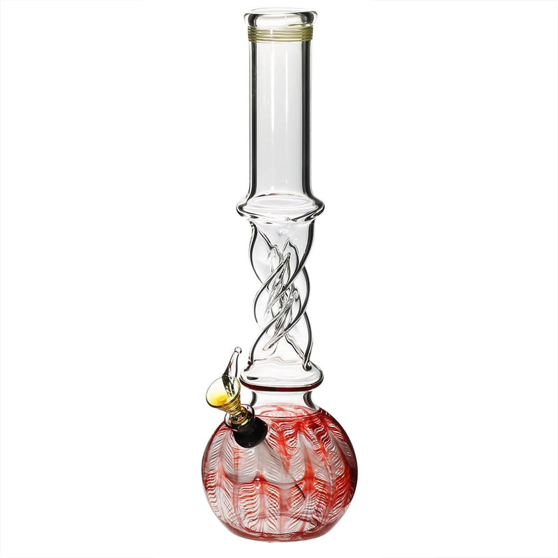 Biohazard Inc Glass Bong 12" 38mm Twist Water Pipe w/ Slide - Red Rake