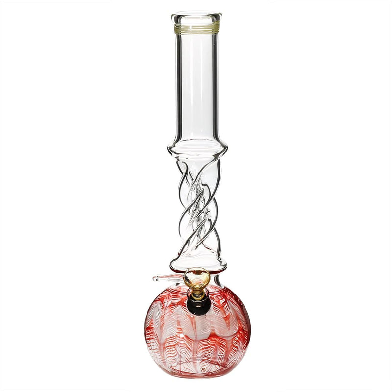 Biohazard Inc Glass Bong 12" 38mm Twist Water Pipe w/ Slide - Red Rake