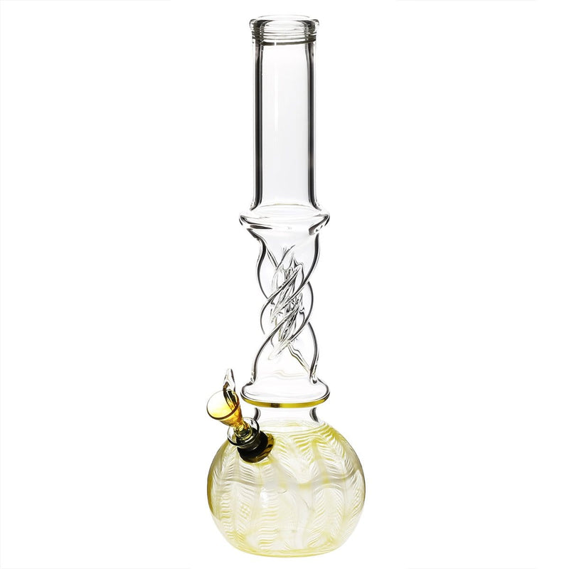 Biohazard Inc Glass Bong 12" 38mm Twist Water Pipe w/ Slide - Yellow Rake