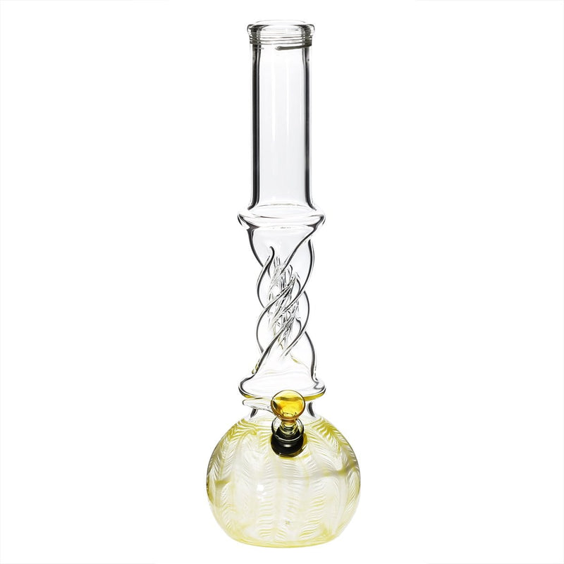 Biohazard Inc Glass Bong 12" 38mm Twist Water Pipe w/ Slide - Yellow Rake