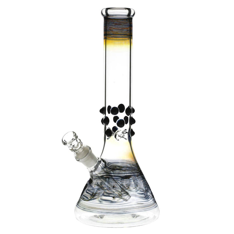 Biohazard Inc Glass Bong 12" Beaker Water Pipe w/ Marbles - Black Rake