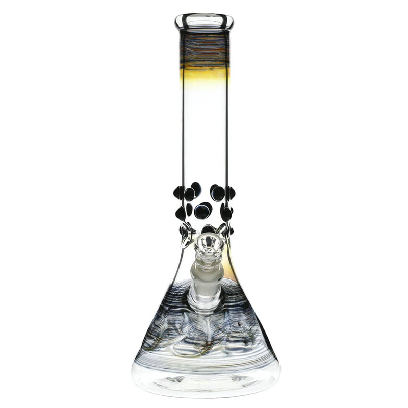 Biohazard Inc Glass Bong 12" Beaker Water Pipe w/ Marbles - Black Rake