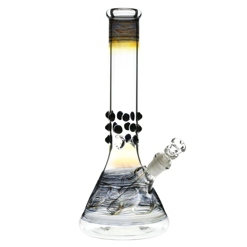 Biohazard Inc Glass Bong 12" Beaker Water Pipe w/ Marbles - Black Rake