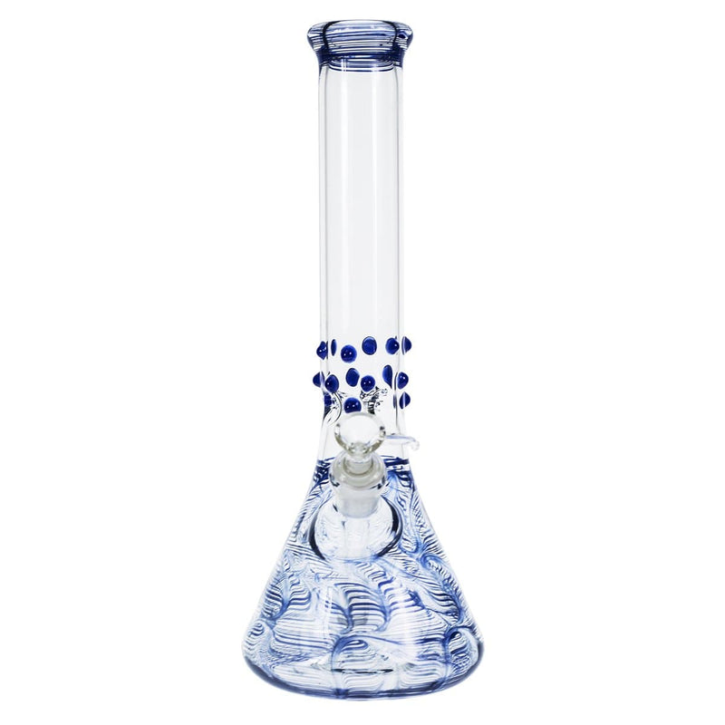 Biohazard Inc Glass Bong 12" Beaker Water Pipe w/ Marbles - Blue Rake