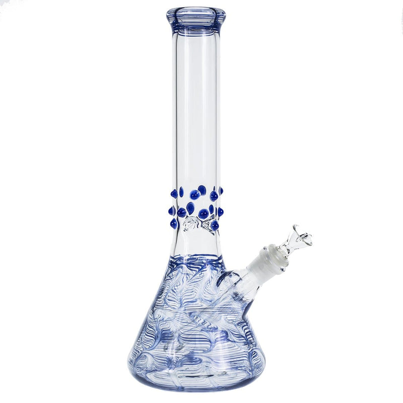 Biohazard Inc Glass Bong 12" Beaker Water Pipe w/ Marbles - Blue Rake