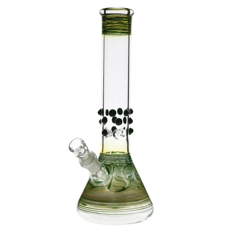 Biohazard Inc Glass Bong 12" Beaker Water Pipe w/ Marbles - Green Rake