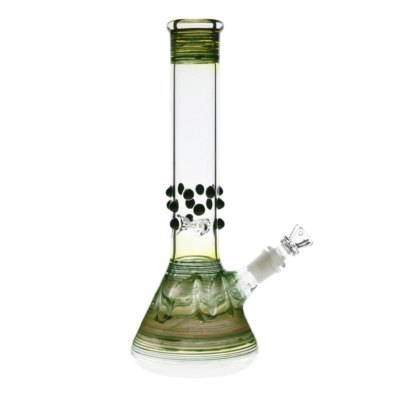 Biohazard Inc Glass Bong 12" Beaker Water Pipe w/ Marbles - Green Rake