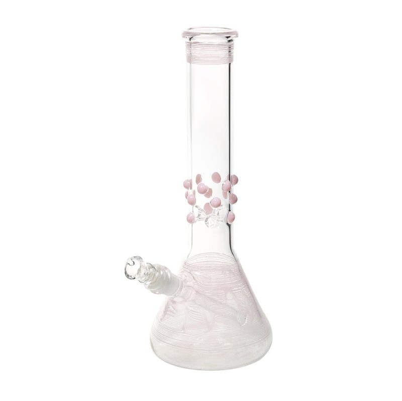 Biohazard Inc Glass Bong 12" Beaker Water Pipe w/ Marbles - Pink Rake