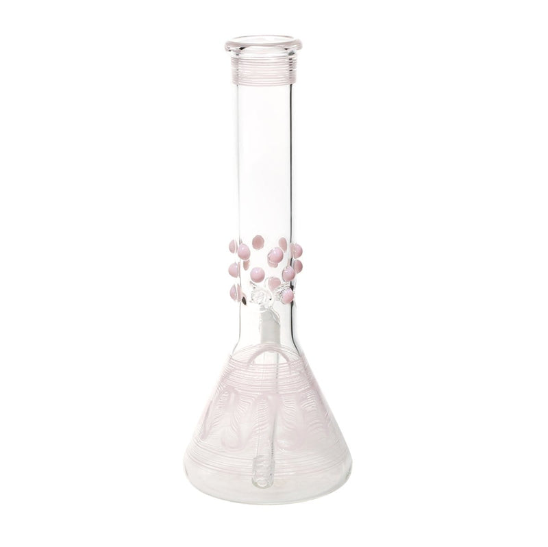 Biohazard Inc Glass Bong 12" Beaker Water Pipe w/ Marbles - Pink Rake