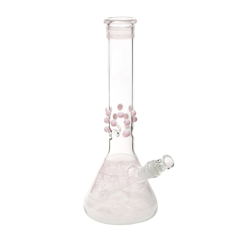 Biohazard Inc Glass Bong 12" Beaker Water Pipe w/ Marbles - Pink Rake