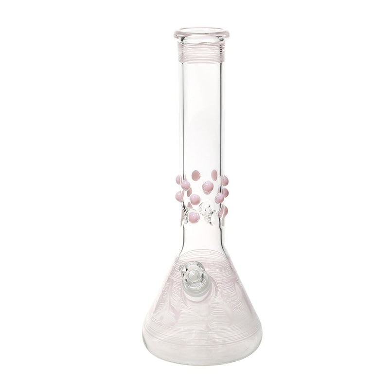 Biohazard Inc Glass Bong 12" Beaker Water Pipe w/ Marbles - Pink Rake