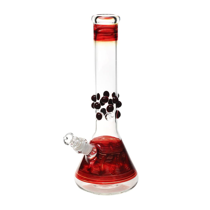 Biohazard Inc Glass Bong 12" Beaker Water Pipe w/ Marbles - Red Rake