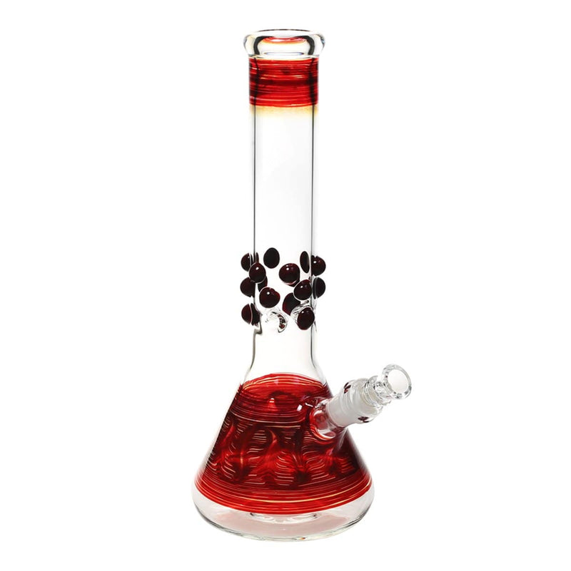 Biohazard Inc Glass Bong 12" Beaker Water Pipe w/ Marbles - Red Rake