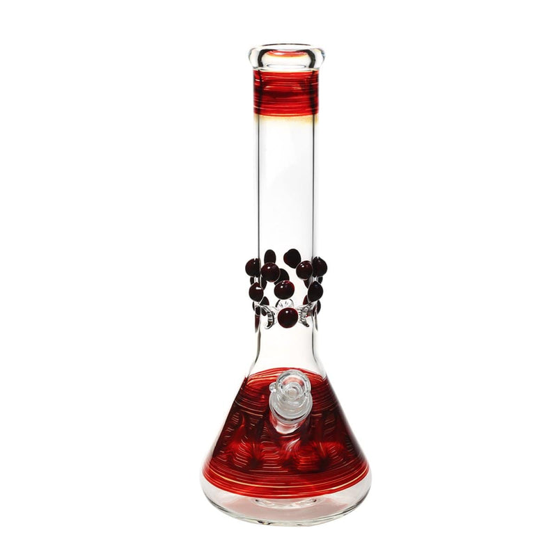 Biohazard Inc Glass Bong 12" Beaker Water Pipe w/ Marbles - Red Rake