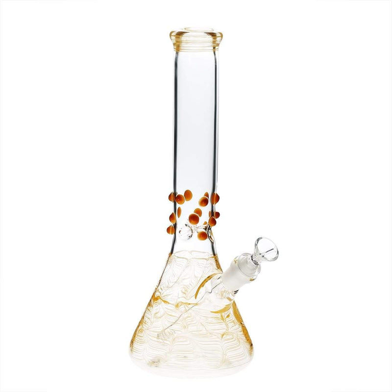 Biohazard Inc Glass Bong 12" Beaker Water Pipe w/ Marbles - Yellow Rake