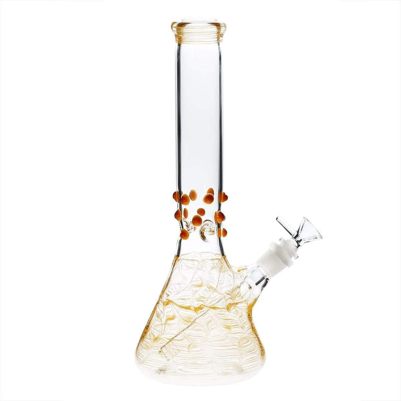 Biohazard Inc Glass Bong 12" Beaker Water Pipe w/ Marbles - Yellow Rake