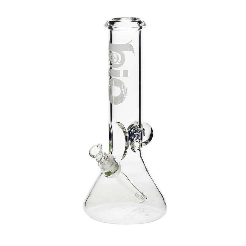 Biohazard Inc Glass Bong 12" BIO Marble Beaker Water Pipe - Clear With White Logo