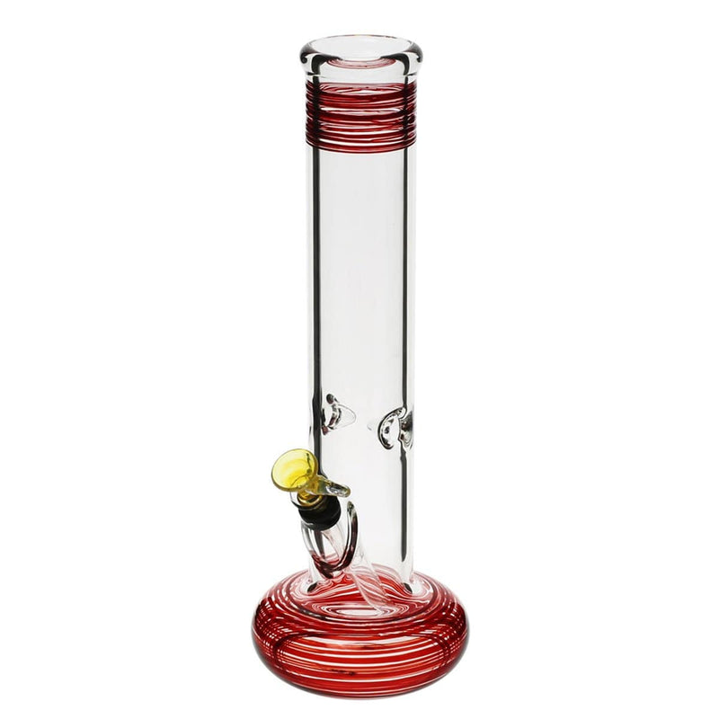 Biohazard Inc Glass Bong 12" Hollowfoot Water Pipe w/ Slide - Red