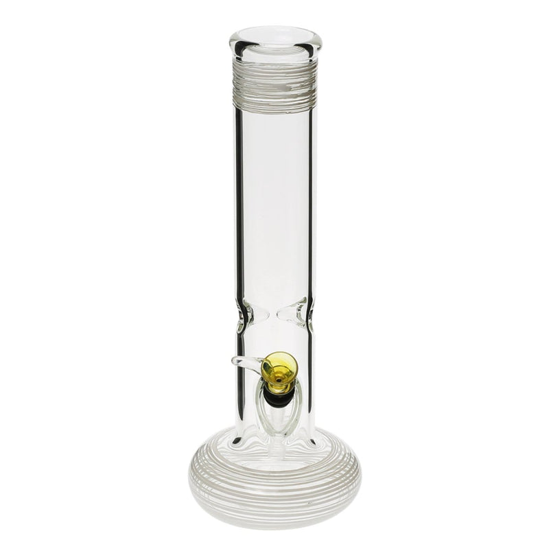 Biohazard Inc Glass Bong 12" Hollowfoot Water Pipe w/ Slide - White