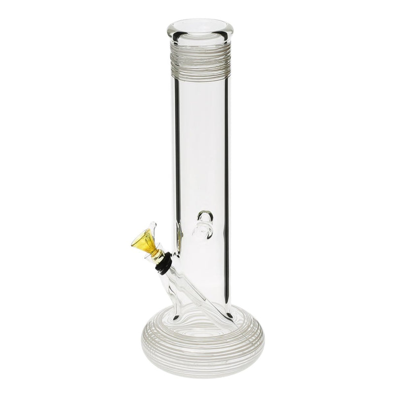 Biohazard Inc Glass Bong 12" Hollowfoot Water Pipe w/ Slide - White