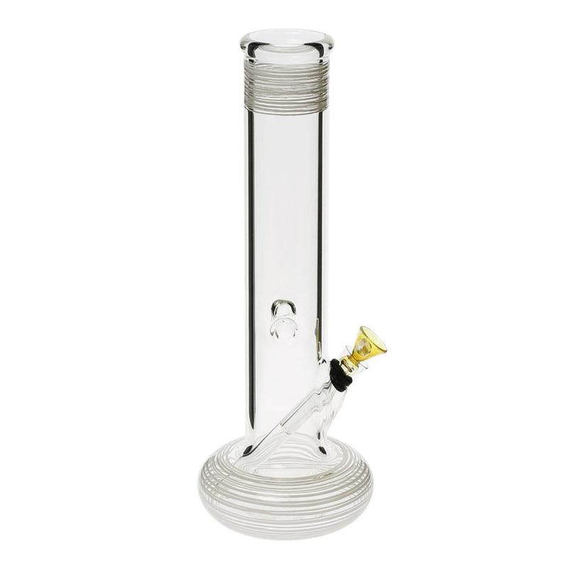 Biohazard Inc Glass Bong 12" Hollowfoot Water Pipe w/ Slide - White