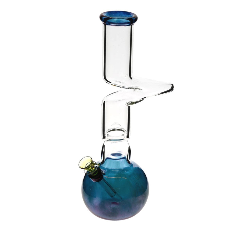 Biohazard Inc Glass Bong 12" Two Elbow Water Pipe w/ Slide - Metallic