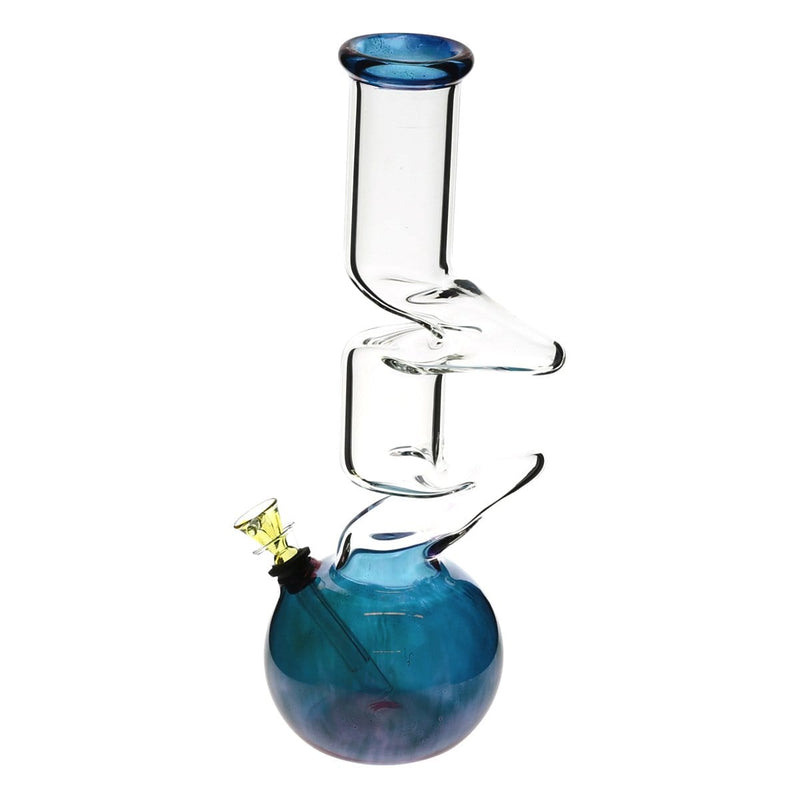 Biohazard Inc Glass Bong 12" Two Elbow Water Pipe w/ Slide - Metallic