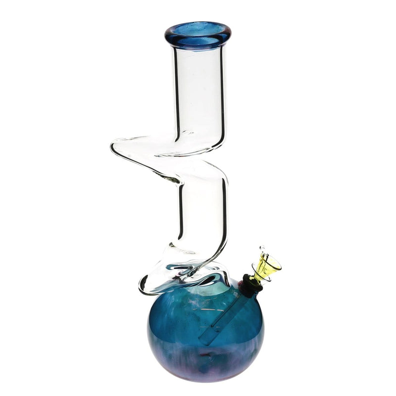 Biohazard Inc Glass Bong 12" Two Elbow Water Pipe w/ Slide - Metallic